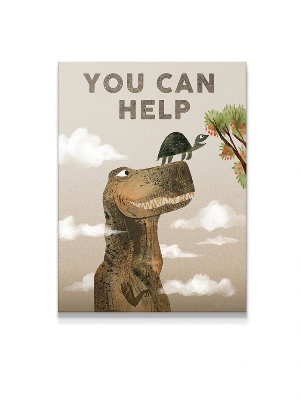 You Can Help Dinosaur Wall Art - Brown & Green